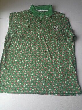 Mens Barstool Golf Green Floral Polo Shirt with Embroidered 'B' Logo 77226